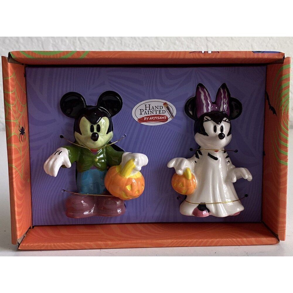 Disney Mickey & Minnie Mouse Frankenstein Halloween Salt & Pepper Shakers NEW